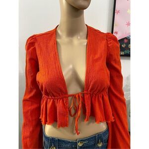 Urban Outfitters Orange Boho Top Size S